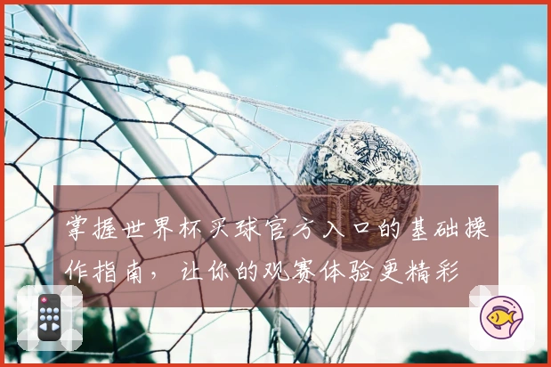 掌握世界杯买球官方入口的基础操作指南，让你的观赛体验更精彩